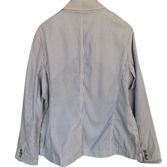 L.L.Bean Jacket Women's X-Large The Academy Stripe Blazer Blue White 3 Button - Picture 2 of 7